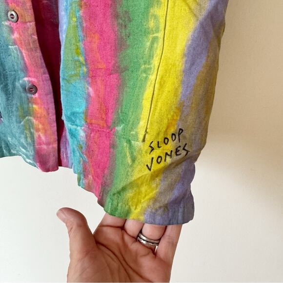 Sloop Jones Virgin Islands OOAK Hand Painted Tie Dye Artsy Linen Vest L - Picture 3 of 7